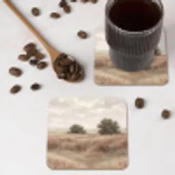 Landschap - Minimalistisch - Beige onderzetter kurk middel -sfeer2