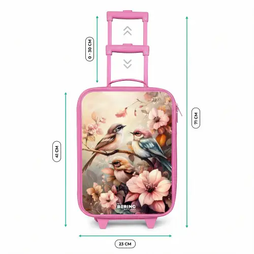 Vogels met roze bloemen Kinderkoffer - Roze klein -productfoto_formaten