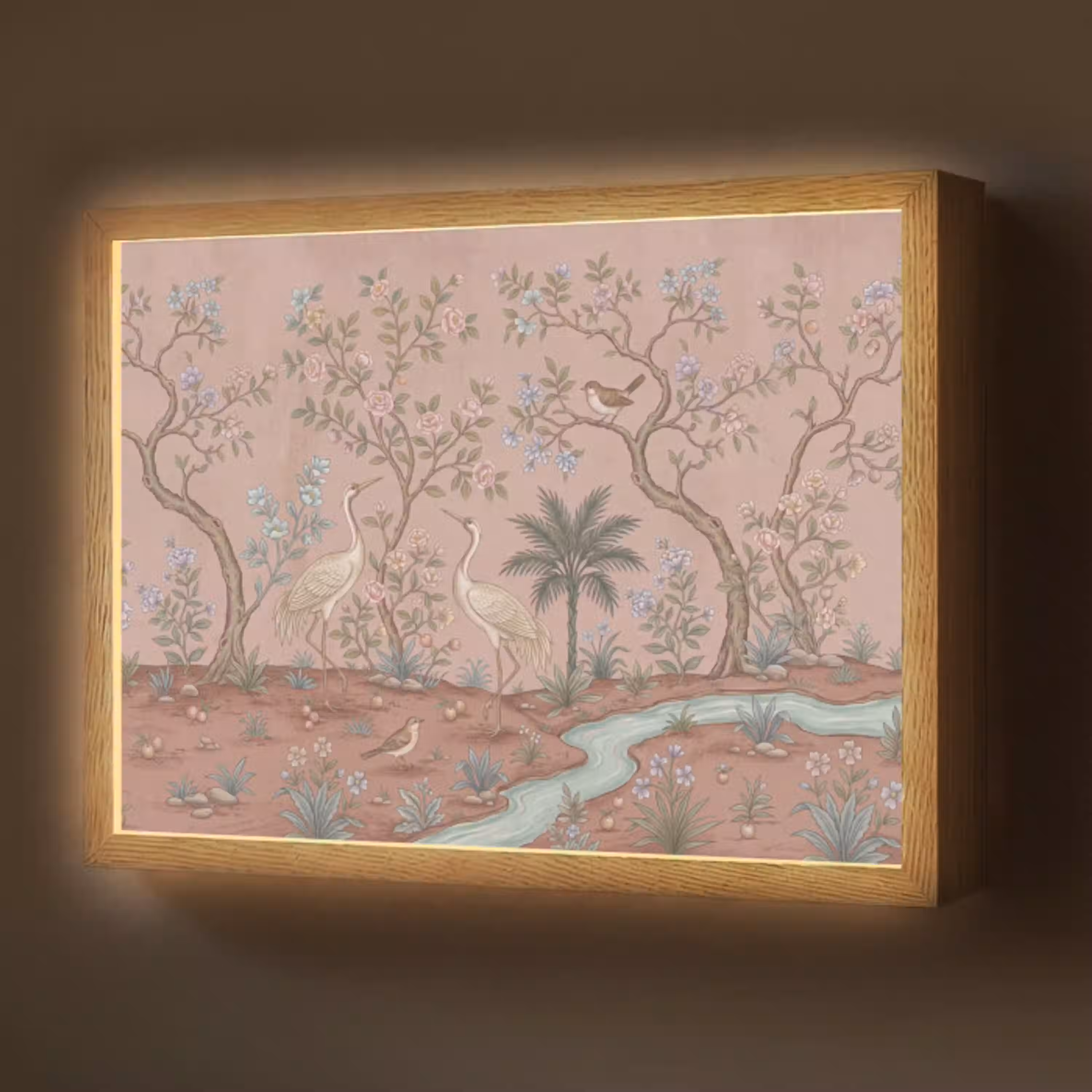 Nostalgisch - Reigers - Roze Light Box met batterij (Wandlamp) middel -z3d_website