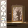 Meisje met de parel - Johannes Vermeer - Sepia Light Box met kabel (Tafellamp) klein -USP_NL