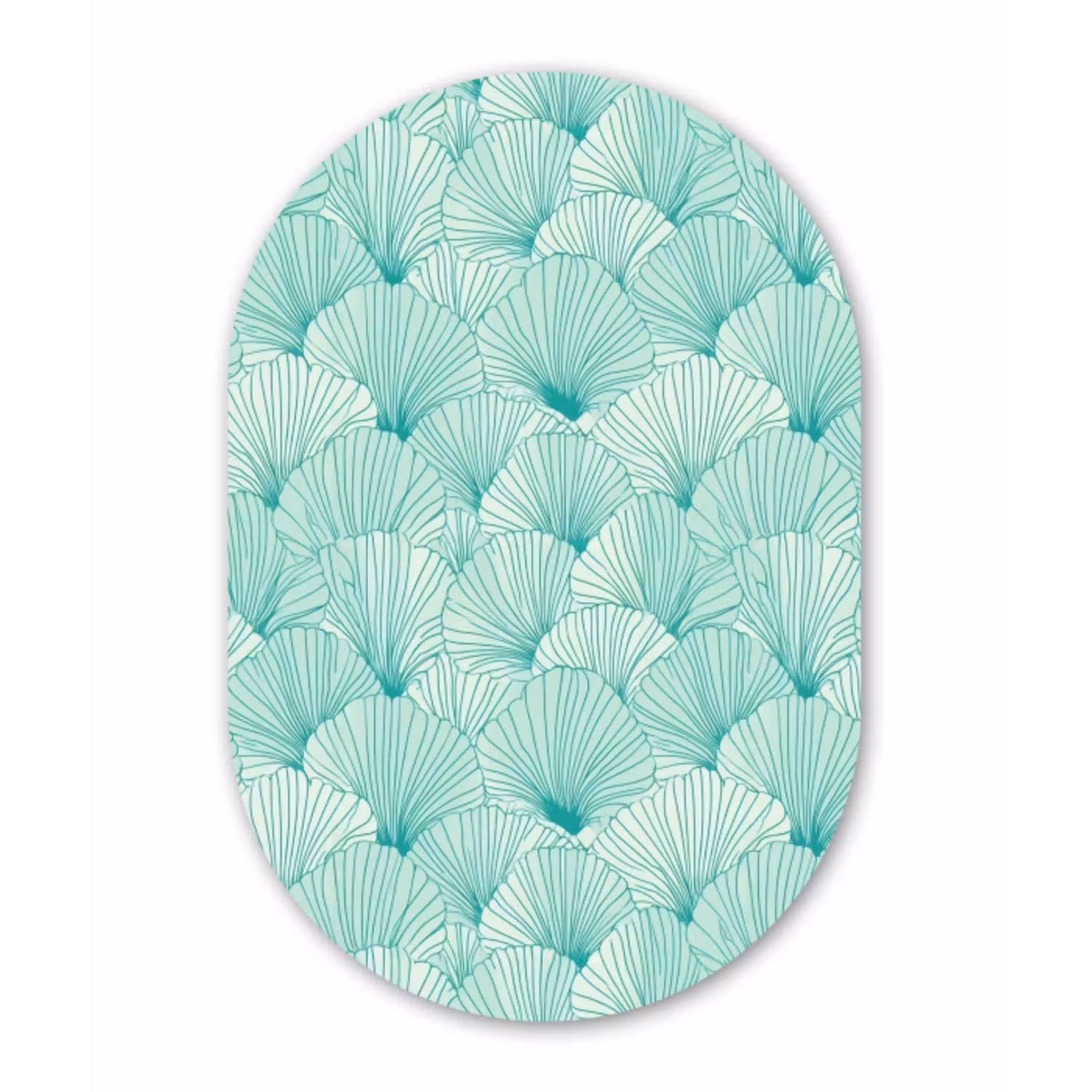 Groen - Wit - Ginko - Getekend - Textuur Wandcirkel Ovaal Aluminium middel 839 -3d