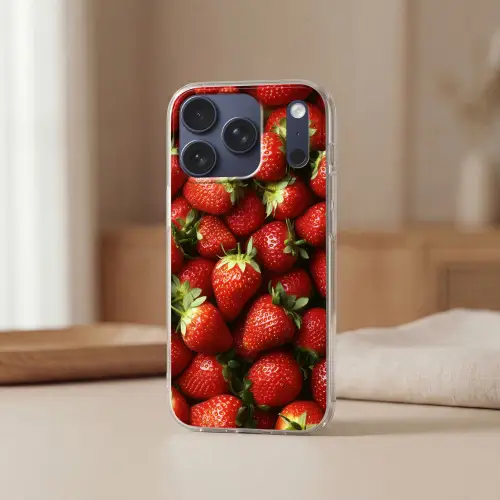 Aardbei - Fruit - Rood Telefoonhoesje iPhone 17 Pro klein -sfeer2