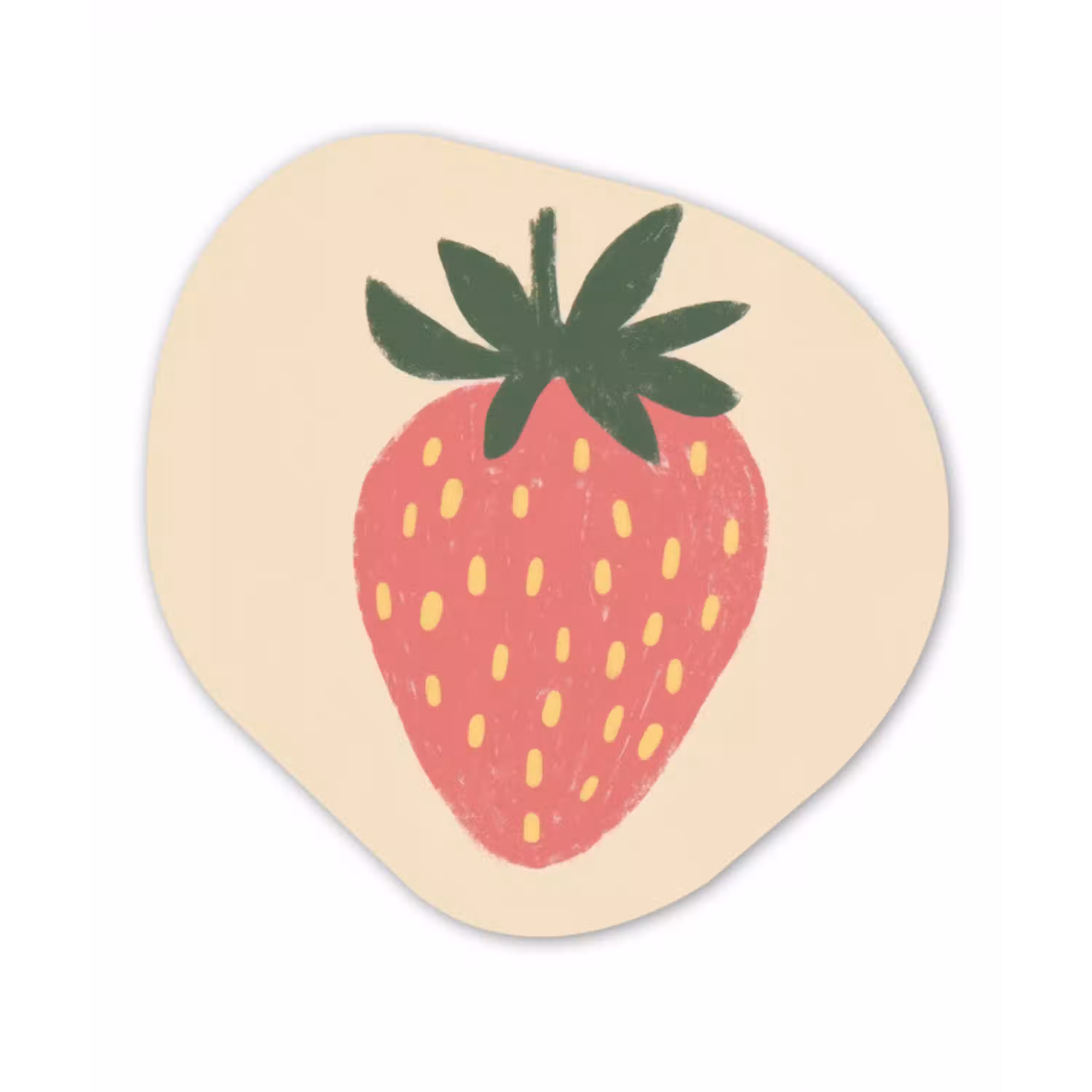 Aardbei - Minimalistisch - Rood - Fruit Wandcirkel Organisch Aluminium middel -3d