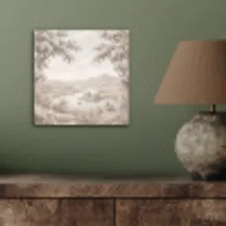 Rivierlandschap - Bergen - Natuur - Vintage - Beige aluminium wit klein -sfeer2