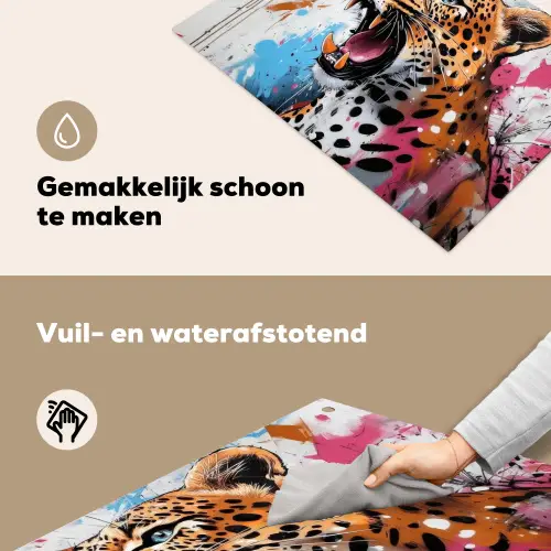 Abstract - Luipaard - Kleurrijk Inductie beschemer met haakjes klein -ky-schoon-nl