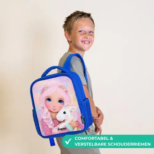 Meisje - Eenhoorn - Roze Kinderrugzak - Blauw middel -sfeer3_NL