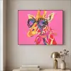 Giraf - Roze - Bril - Sjaal Textielframe zwart klein -sfeer2
