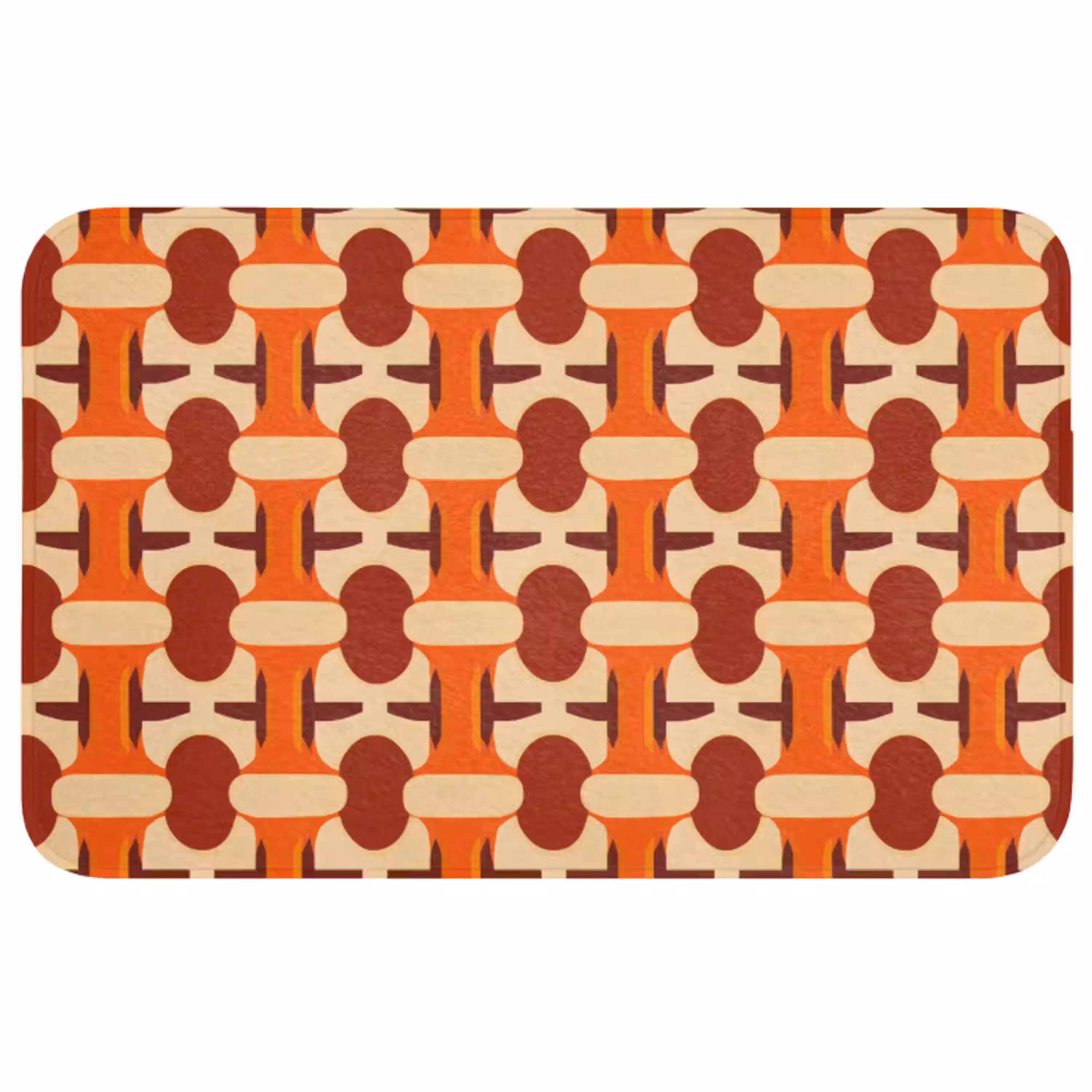 Geometrisch - Retro - Oranje Badmat middel 997 -3d