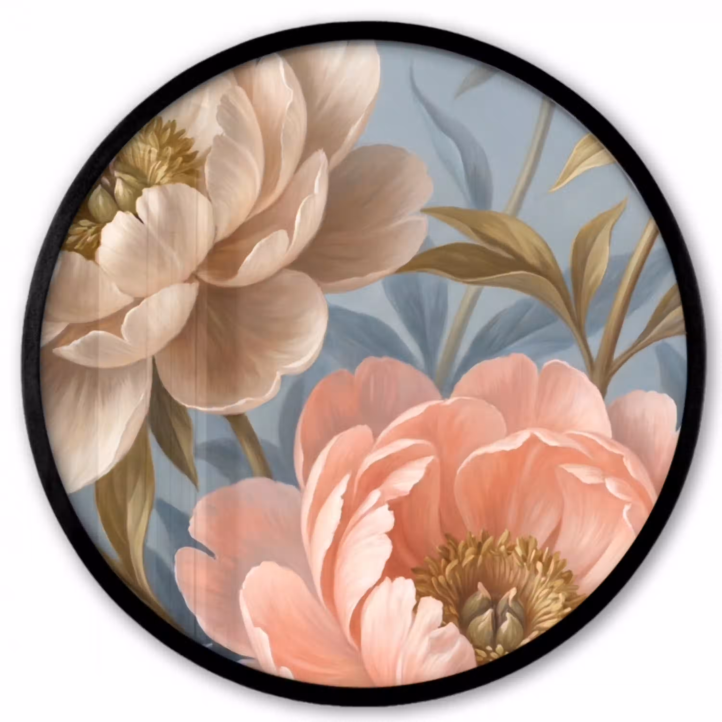 Bloemen - Roze - Beige - Modern - Natuur Fotolijst rond zonder passe partout klein -3d