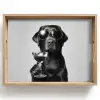 Hond - Zwart - Wijnglas - Zonnebril Dienblad Rechthoek middel -z3d_shopping