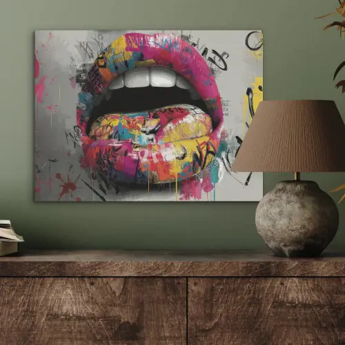 Lippen - Graffiti - Expressief PET vilt klein -sfeer2