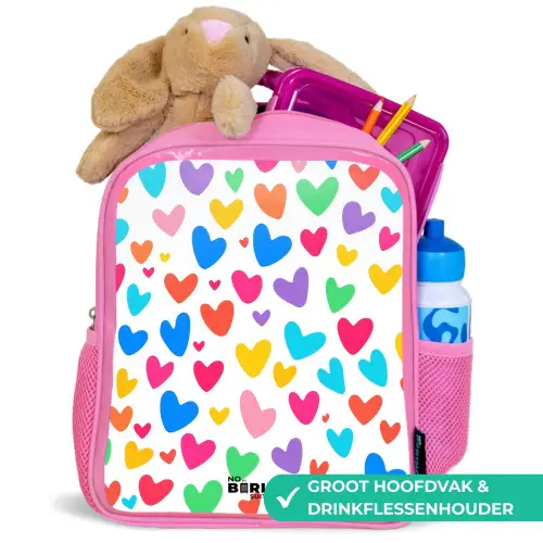 Gekleurde hartjes Kinderrugzak - Roze middel -inhoud_NL