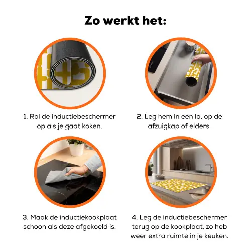Geel - Beige - Patroon Inductie beschermer vinyl 3mm klein 276 -zzzzzzz-td-werking