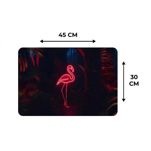 Flamingo - Roze - Neon - Licht Placemat vinyl groot -specs
