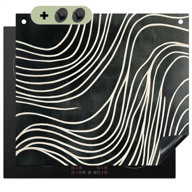 Inductie beschermer en spatscherm (2in1) - Lijnen - Patroon - Abstract - Wit