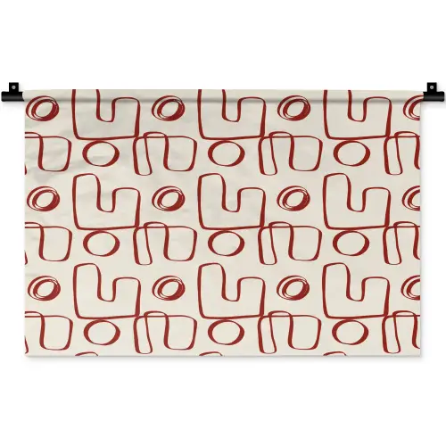 Abstract - Patroon - Beige - Rood Wandkleed katoen klein 269 -zz3d