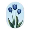 Tulpen - Blauw - Bladeren Wandcirkel Ovaal Glas middel -3d