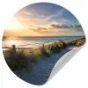 Zonsondergang - Strand - Duin - Gras - Bank Wandcirkel behangsticker klein -3d