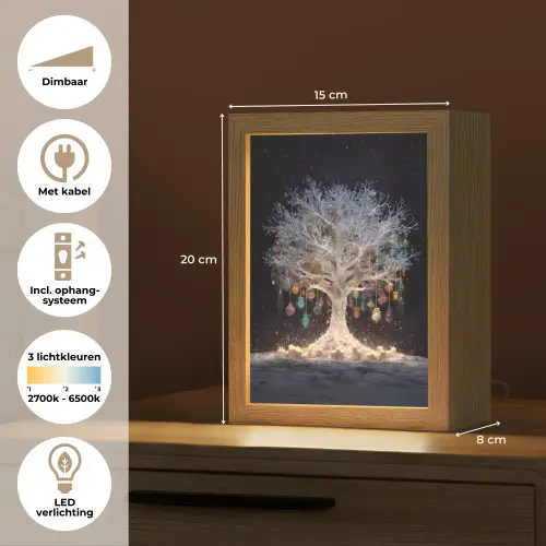 Sneeuwboom  - Lichtjes - Wit - Kleurrijk Light Box met kabel (Tafellamp) klein -USP_NL