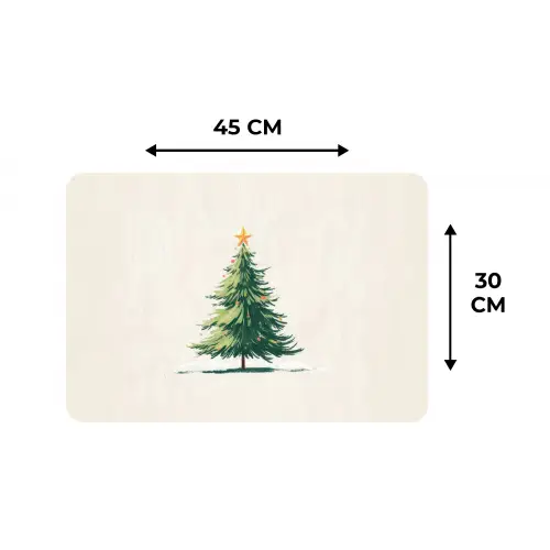 Kerstboom - Illustratie - Ster - Sneeuw Placemat vinyl groot -specs