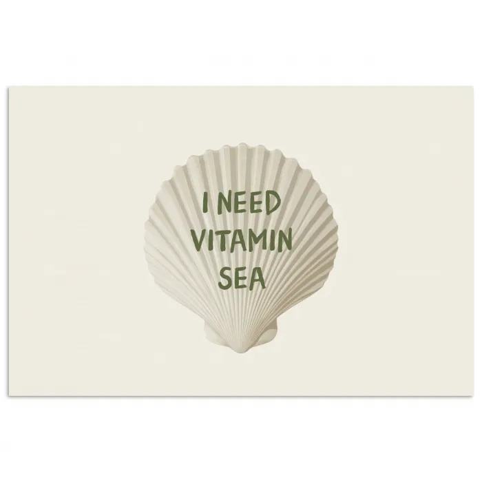 Schelp - Quote - Groen poster papier klein -3d