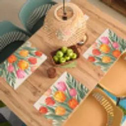 Tulpen - Abstract - Kleurrijk Placemat vinyl groot -zzsfeer5_Kitchenyeah-website