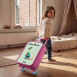 Dino - Blauw - Dier Kinderkoffer - Roze klein -sfeer1