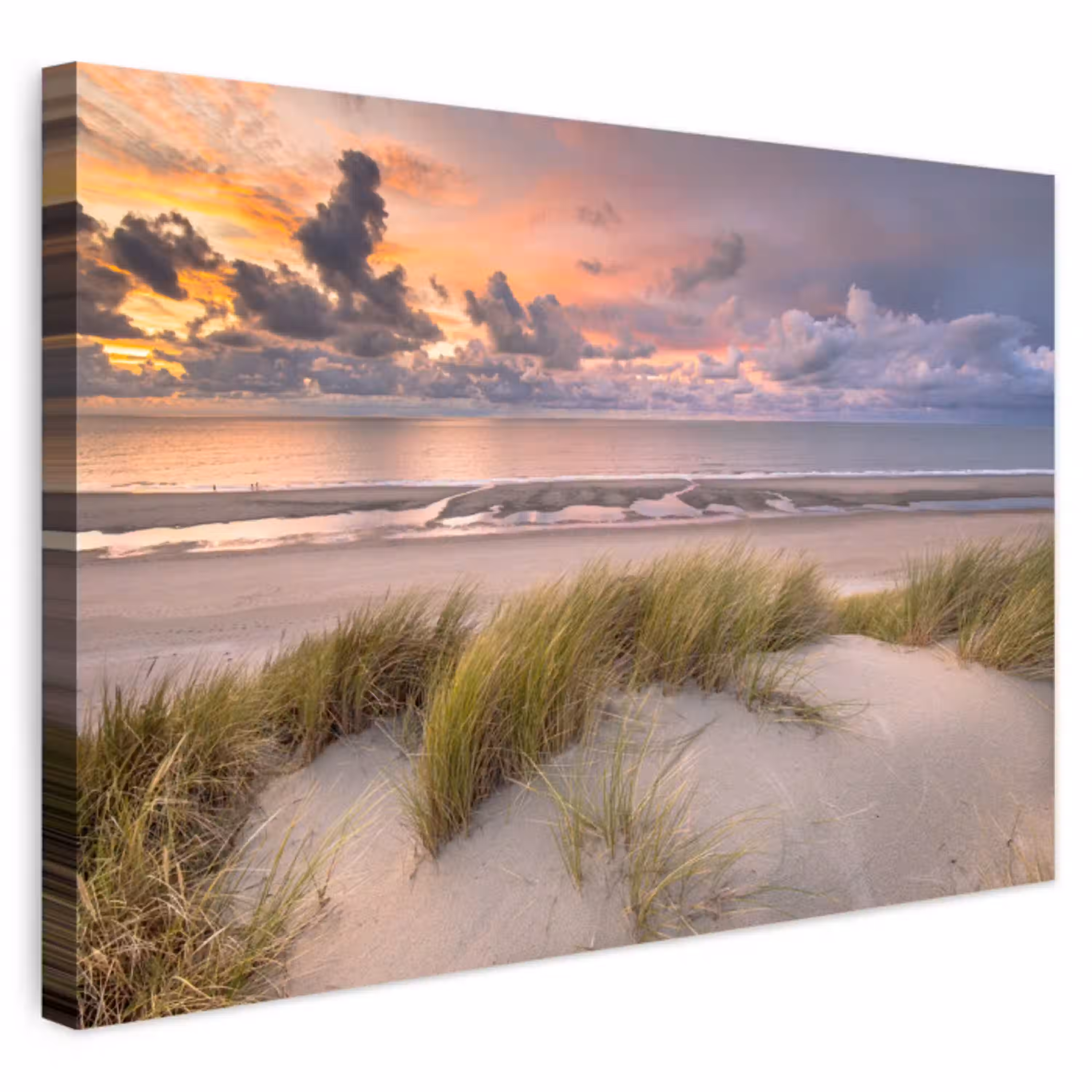 Zonsondergang - Duin - Strand - Planten - Zee Tuinposter op houten frame 2 cm dik klein -3d