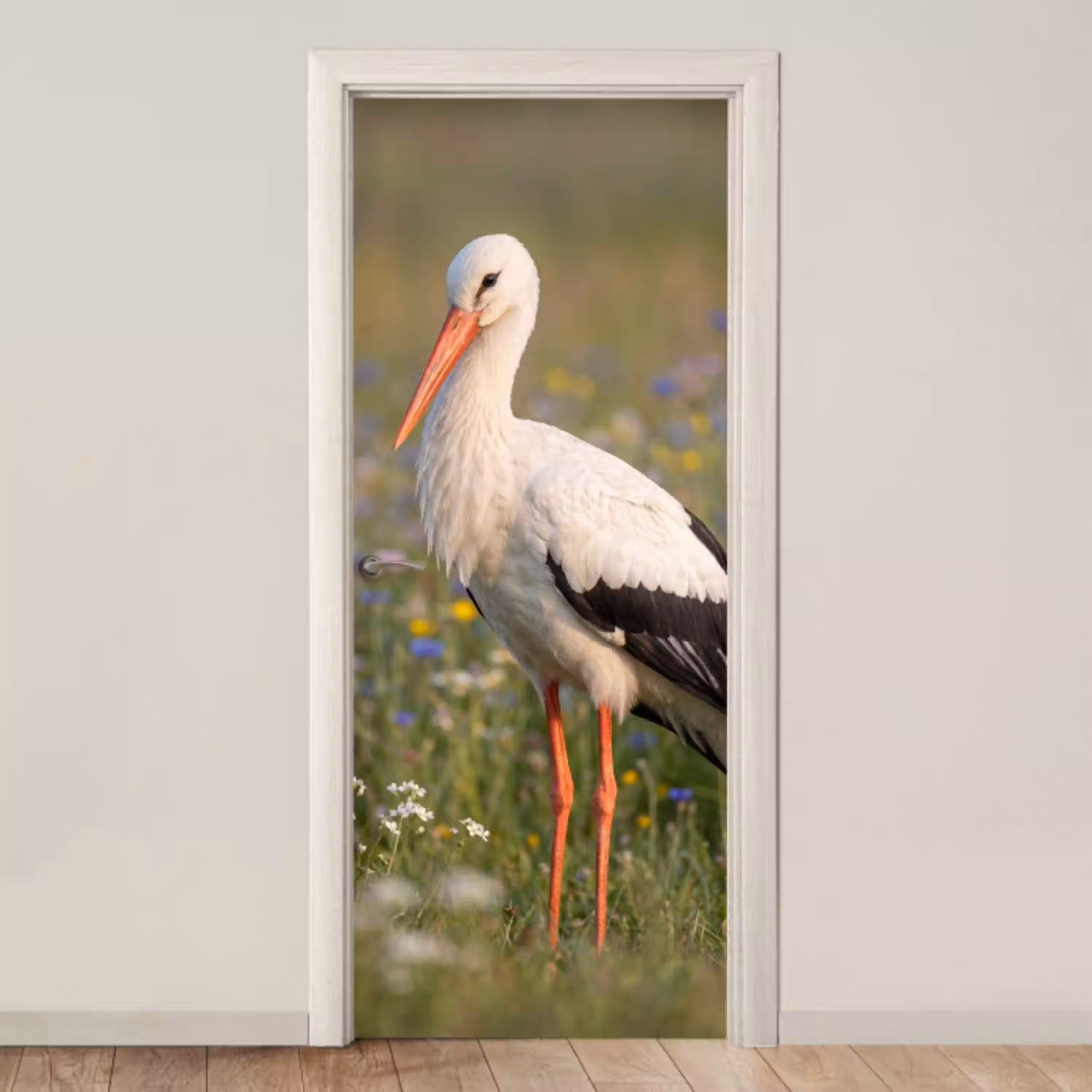 Ooienvaar - Bloemen - Weide - Kleurrijk deurposter klein -3d_beige