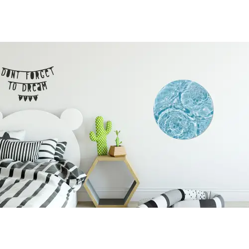 Water - Blauw - bubbels Wandcirkel aluminium klein -kinderkamer