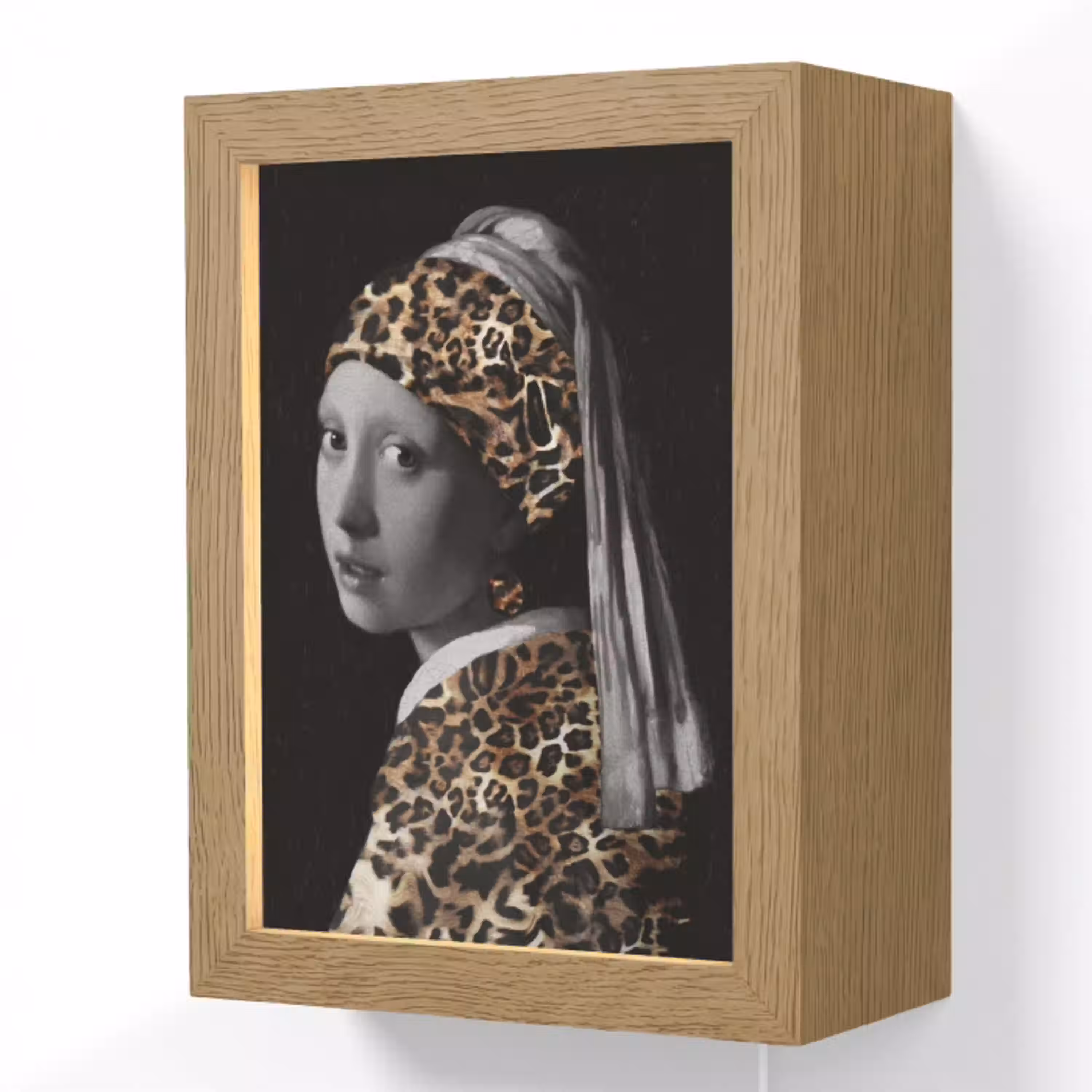 Het meisje met de parel - Johannes Vermeer - Panterprint Light Box met kabel (Wandlamp) klein -3d