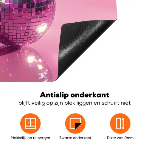Glitter - Discobol - Roze - Kersen Inductie beschermer vinyl 3mm klein -zzzzzzz-td-onderkant