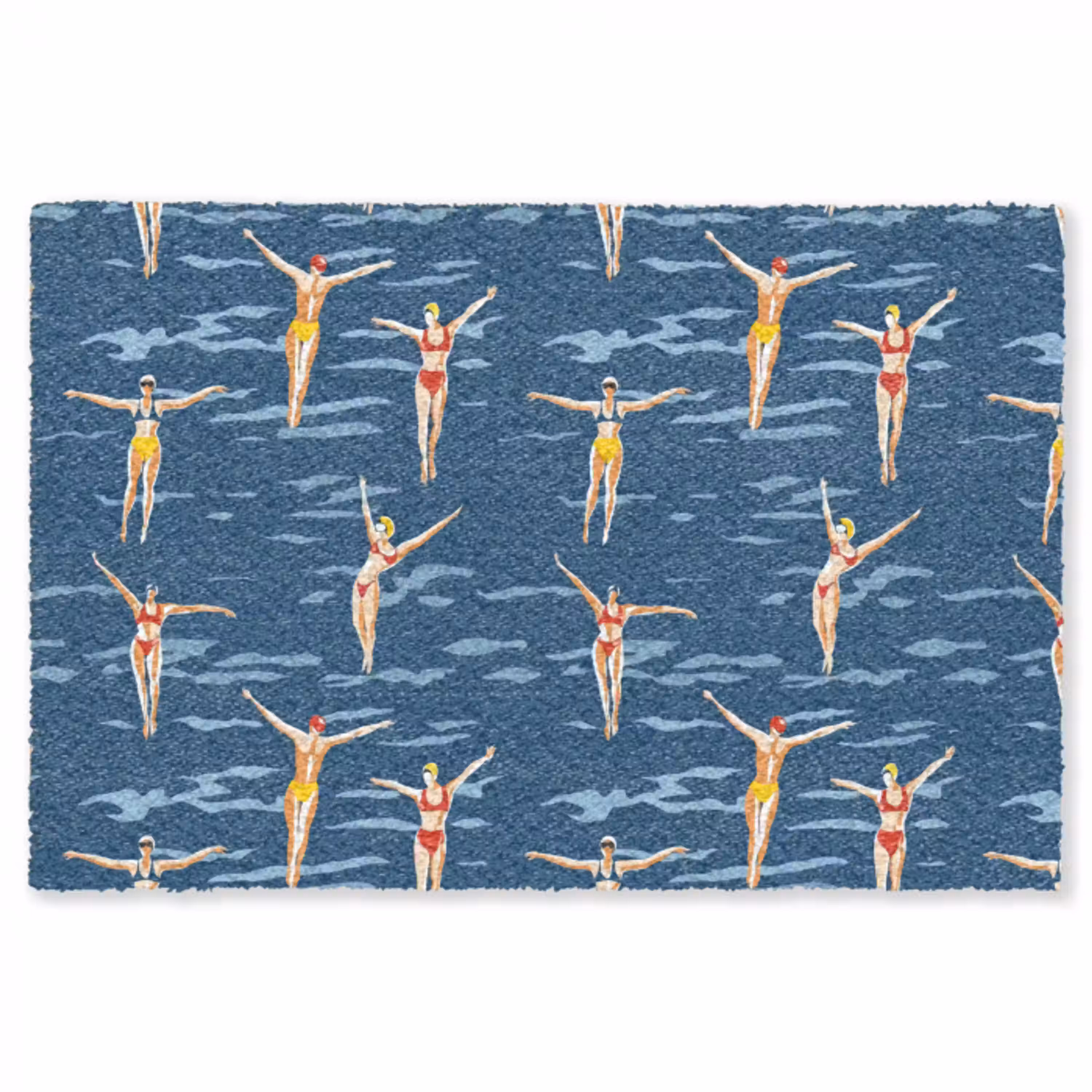 Zwemsters- Retro - Blauw Vloerkleed Rechthoek klein 1091 -3d