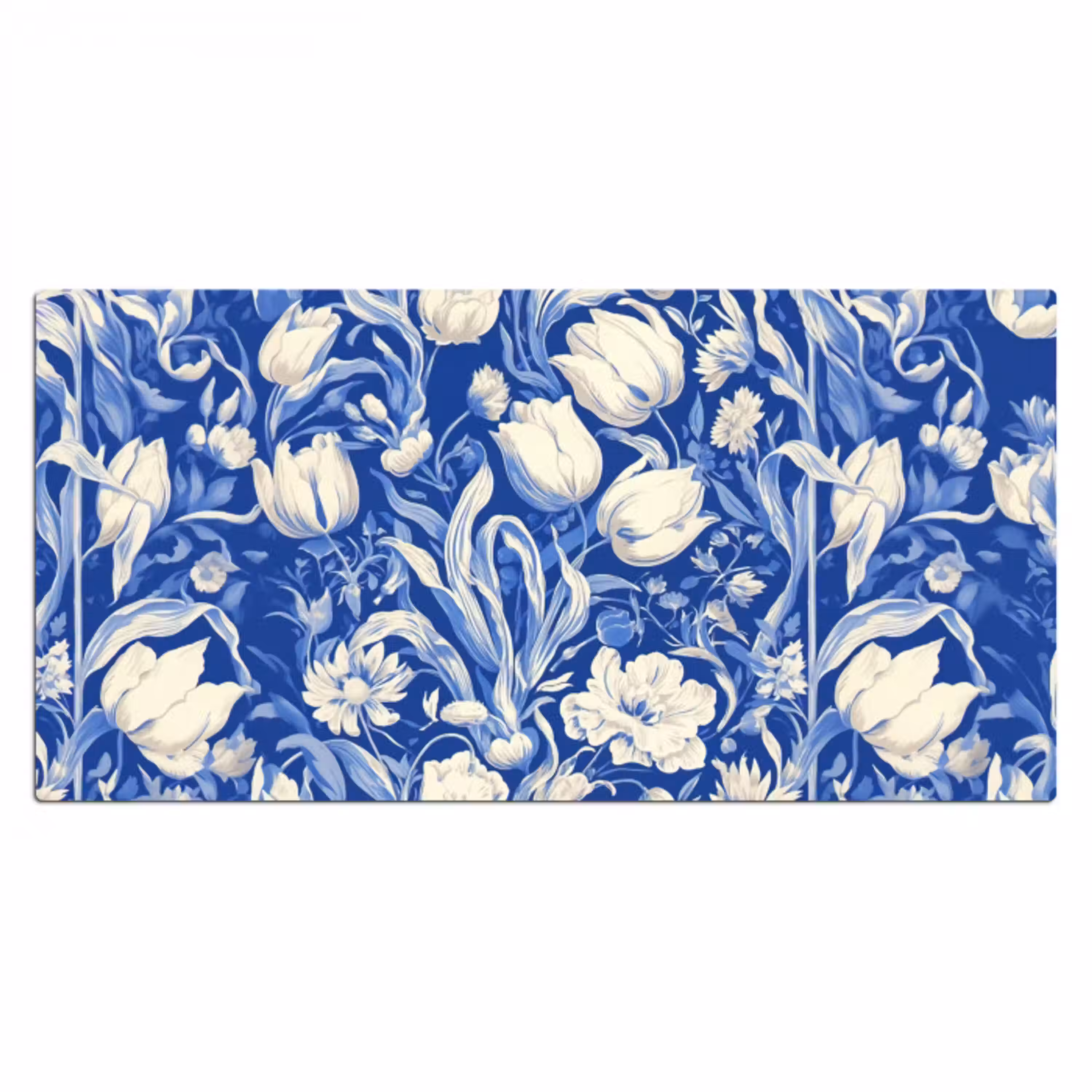 Bloemen - Delfts Blauw - Patroon - Tulp Muismat XXL klein -3d_leeg