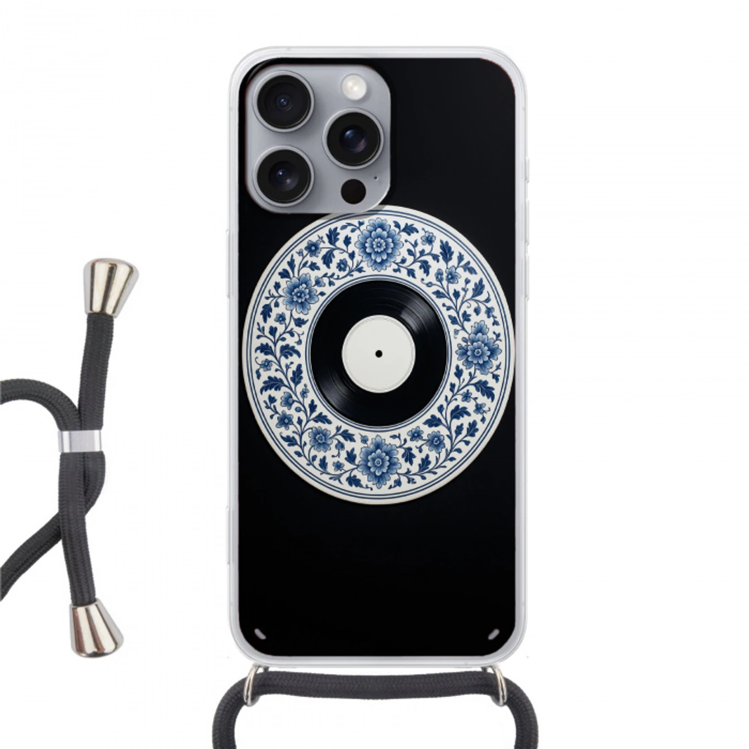 Vinyl - LP - Delfts Blauw - Muziek Hoesje iPhone 16 Pro Max met koord klein -3d