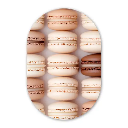 Macarons - Beige - Bruin Wandcirkel Ovaal Forex klein -3d