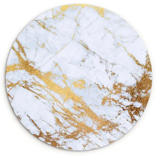 Marmer - Goud - Wit - Luxe - Marmerlook - Glitter Wandcirkel kunststof plaat 5mm dik klein -3d