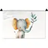 Olifant - Dier - Pastel kleuren Wandkleed katoen klein -zz3d