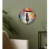 Meisje - Kunst - Paraplu - Graffiti - Kleuren - Muur Wandcirkel kunststof plaat 5mm dik klein -sfeer3