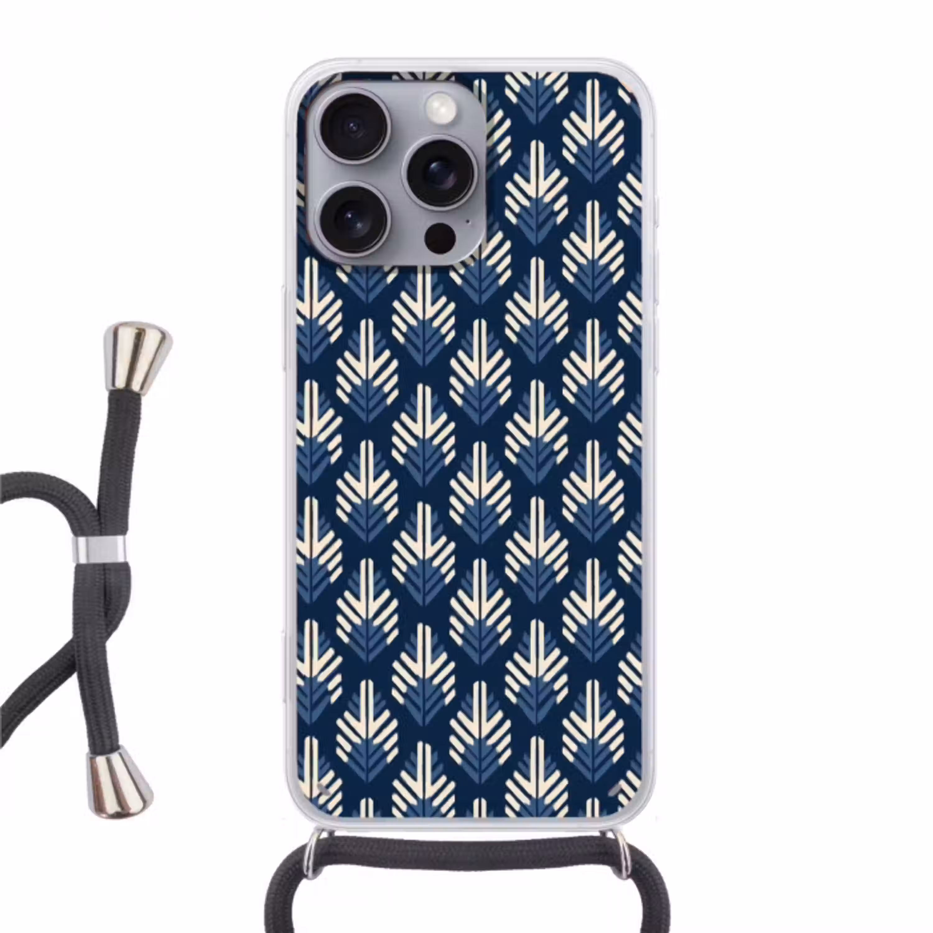 Modern - Patroon - Blauw Hoesje iPhone 16 Pro Max met koord klein 804 -3d