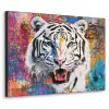 Street art - Tijger - Wit - Graffiti - Dieren Textielframe zwart klein -3d