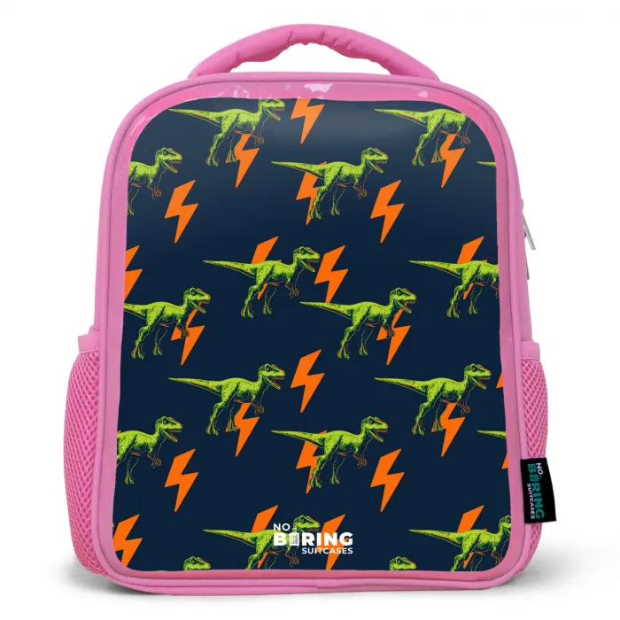 Dinos - Bliksem - Dieren - Blauw Kinderrugzak - Roze middel -3d
