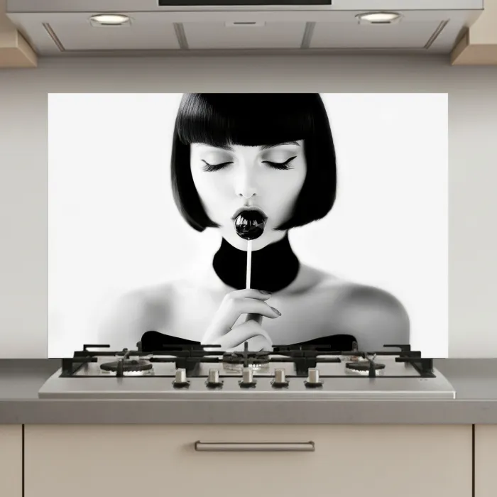Vrouw - Lolly - Zwart - Wit keuken achterwand spatscherm klein -3d_website