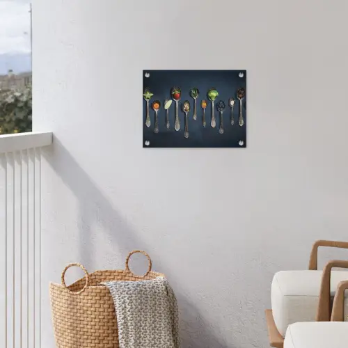 Kruiden - Lepel - Zilver - Specerijen - Industrieel tuinposter los doek klein -sfeer8