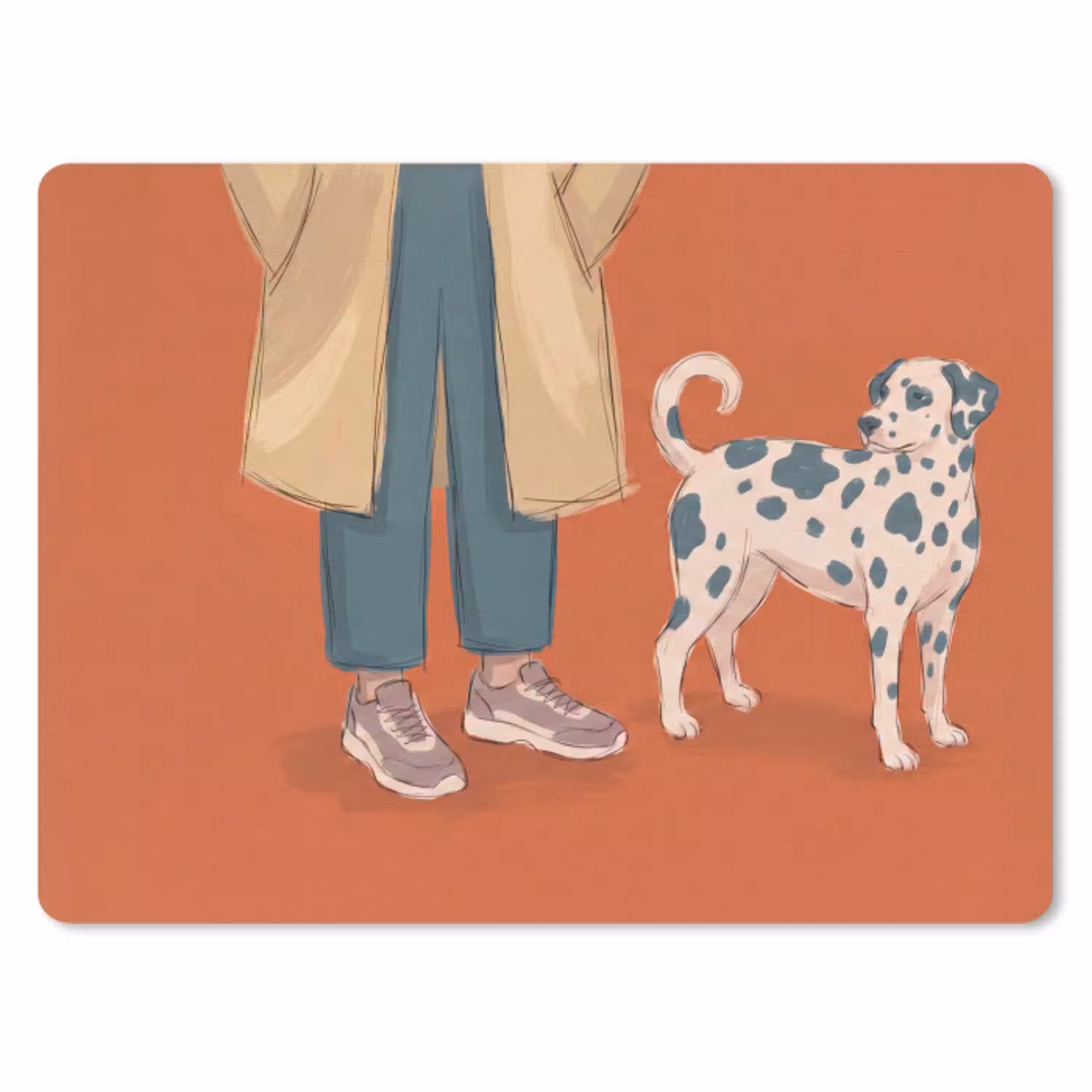 Persoon - Hond - Dieren - Illustratie - Modern muismat rubber klein -3d