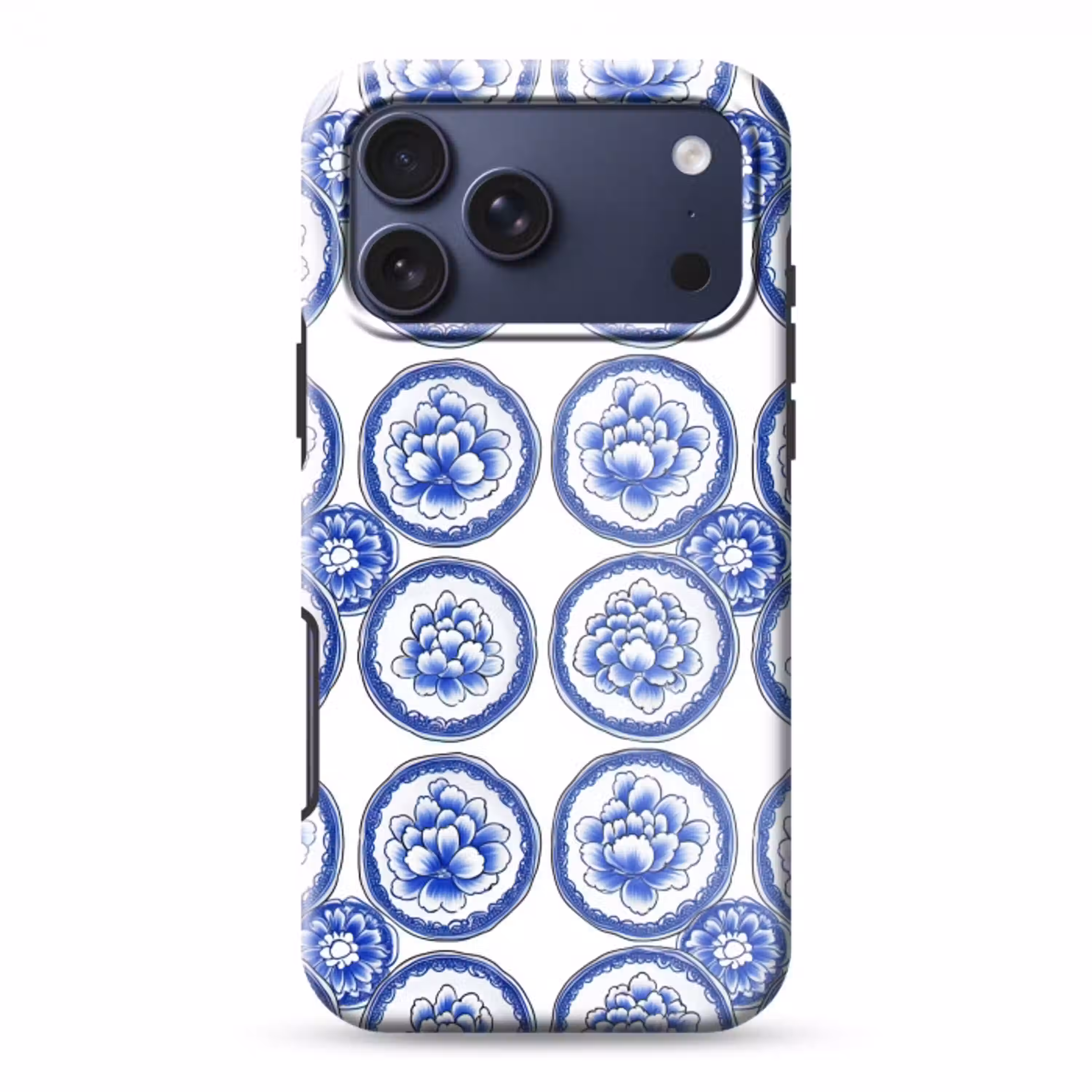 Cirkels - Bloemen - Blauw Toughcase MagSafe Apple iPhone 17 Pro Max klein 1019 -3d