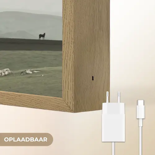 Grijs - Berg - Paarden Light Box met batterij (Wandlamp) middel -USP_websiteoplaadbaarNL