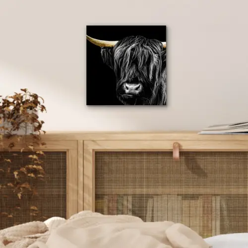 Schotse hooglander - Goud - Vacht - Dieren - Koe aluminium wit klein -sfeer3