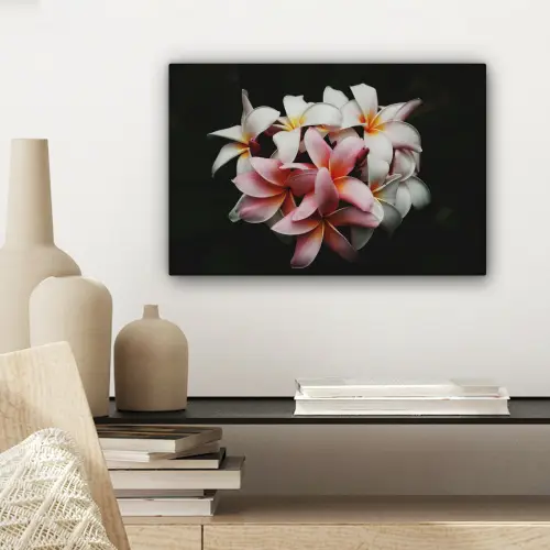 Bloemen - Roze - Zwart - Flora - Botanisch canvas 2cm klein -sfeer6