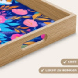 Bloemen - Blauw - Roze Dienblad Rechthoek middel -USP_HandgreepDE